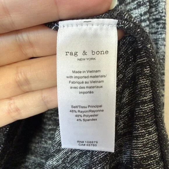 Rag & Bone Hudson Black Marled Long Sleeve Tee Size S - Picture 5 of 6